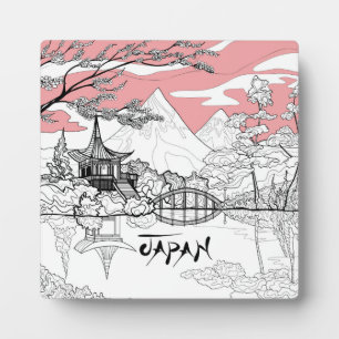 Plaque Photo Tableau en ligne de Temple japonais Lac Mountain