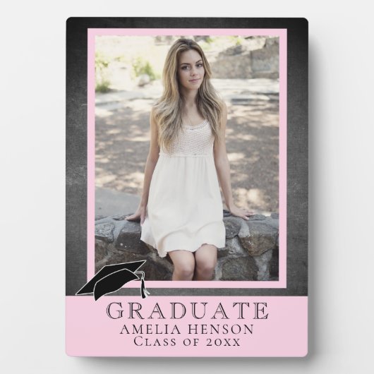 Plaque Photo Tableau noir moderne Pink Graduate Photo (Devant)
