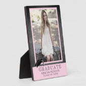 Plaque Photo Tableau noir moderne Pink Graduate Photo (Côté)