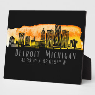 Plaque Photo Tablet PC Latitude et Longitude de Detroit MI Skyl