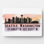 Plaque Photo Tablet PC Seattle Skyline Latitude et Longitude (Devant)