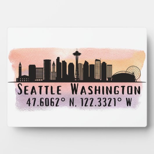 Plaque Photo Tablet PC Seattle Skyline Latitude et Longitude (Devant)