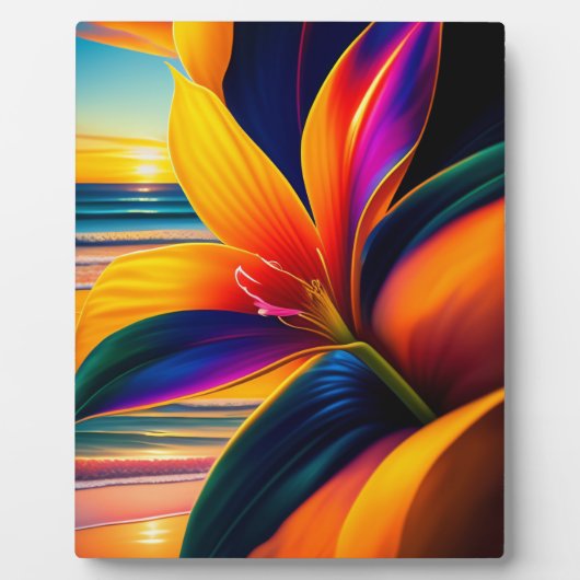 Plaque Photo Tabletop d'art des fleurs paradisiaques tropicales (Devant)