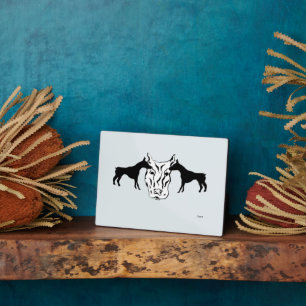 Plaque Photo Tabletop Easel avec toile : Doberman à l'intérieur