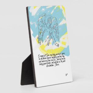 Plaque Photo Tabletop Easel w/Canvas : Guardian Angel