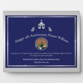 Plaque Photo Tablette d'anniversaire de l'église bleue d'argent (Devant)