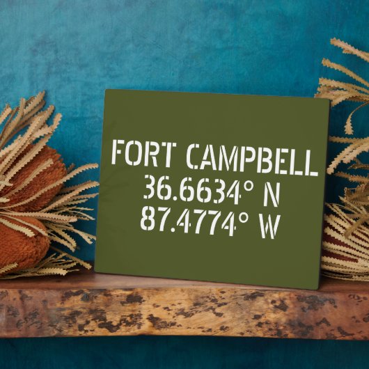 Plaque Photo Tablette de latitude et longitude de Fort Campbell (Côté)