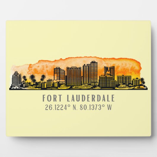 Plaque Photo Tablette Fort Lauderdale Skyline & Coordinates (Devant)