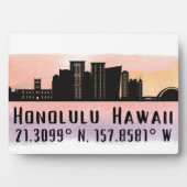 Plaque Photo Tablette Honolulu Skyline Latitude et Longitude (Devant)