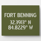 Plaque Photo Tablette Latitude Longitude de Fort Benning (Devant)