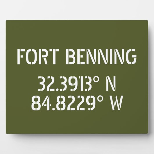 Plaque Photo Tablette Latitude Longitude de Fort Benning (Devant)