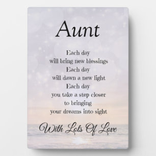 Plaque Photo Tante Amour et encouragement Poème Art cadeau
