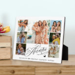 Plaque Photo Tante We Love You Photo Collage Typographie<br><div class="desc">La plaque de typographie de collage photo moderne comporte 7 photos et un élégant script ''tante we love you''' et des noms. Un cadeau parfait pour votre tante.</div>