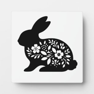 Plaque Photo Tasse pochoir lapin floral – Café de lapin mignon