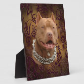 Plaque Photo tatouage tribal brun Pitbull (Côté)