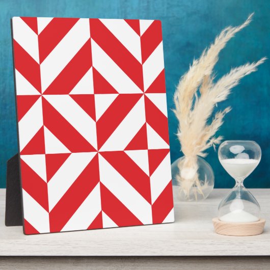 Plaque Photo Tchry Red Geometric Deco Cube Pattern (Côté)