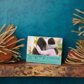 Plaque Photo Teal Handwritten Sisters Forever Script Photo (Côté)