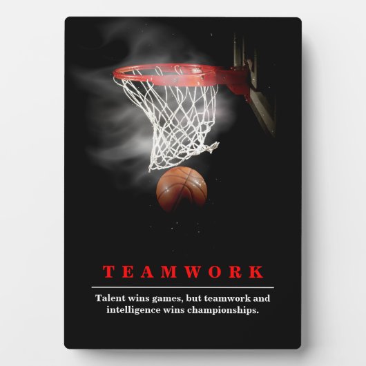 Plaque Photo Teamwork Basketball Motivational Inspirational (Devant)