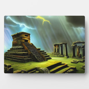 Plaque Photo Temple Mayan Ruines Imaginaire Art Tabletop