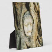 Plaque Photo Tête de Bouddha dans le Fig Tree .. Ayutthaya, Tha (Côté)