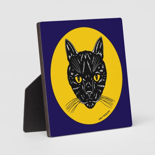 Plaque Photo Tête de chat noir (Recto)