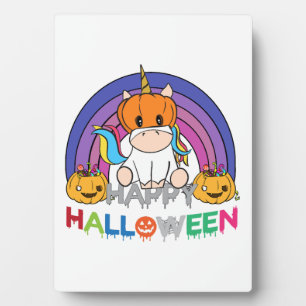 Plaque Photo Tête de citrouille licorne pour Halloween