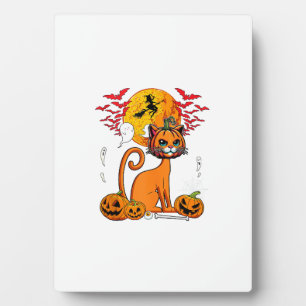 Plaque Photo Tête d'Halloween de Citrouille Sculptée Chat Horre