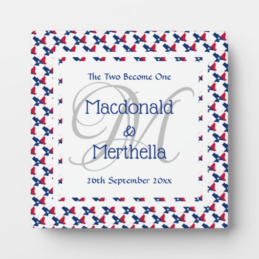 Plaque Photo TEXAS USA Mariage Keepsaké cadeau Monogramme perso (Devant)