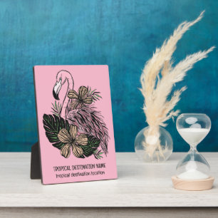 Plaque Photo Texte et couleur personnalisés Flamant rose rose