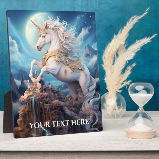 Plaque Photo Texte personnalisé belle licorne (Côté)