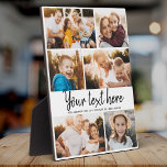 Plaque Photo Texte Personnalisé Photo Collage Famille Moderne G<br><div class="desc">6 de vos photos préférées avec un script écrit à la main tendance lisant votre message personnalisé avec vos noms ou tout autre détail ci-dessous. Grand cadeau de conservation pour les amis et la famille!</div>