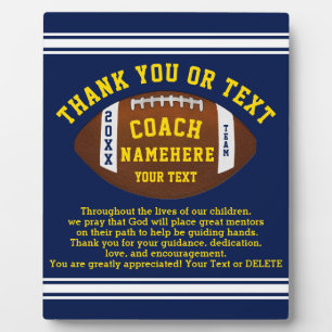 Plaque Photo Thank You Toxits for Football Coaches