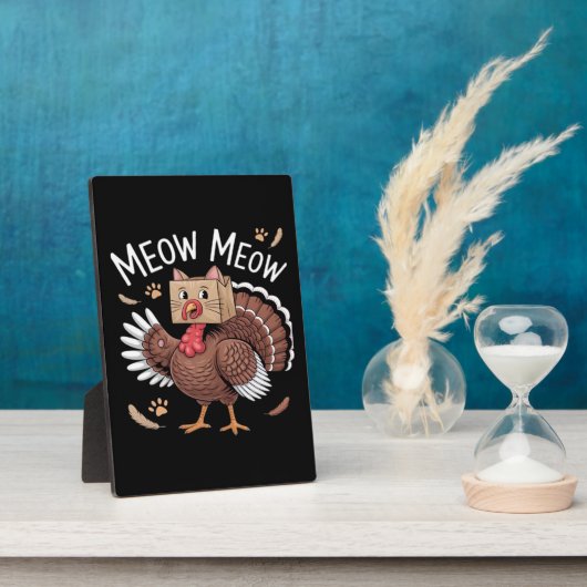 Plaque Photo Thanksgiving Chat Funny Fake Chat Meow Thanksgivin (Côté)