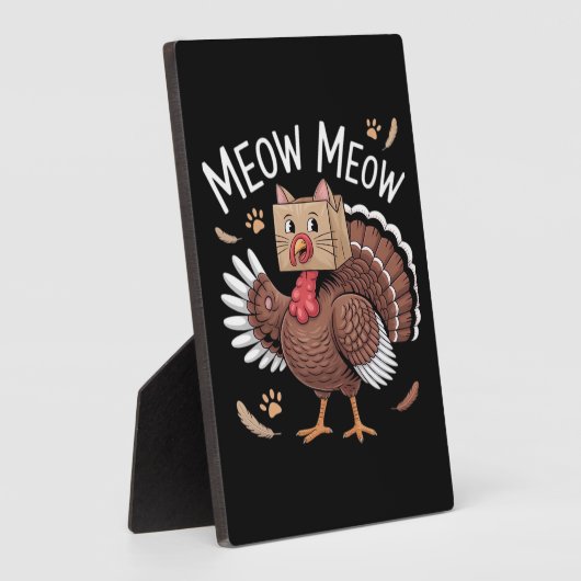 Plaque Photo Thanksgiving Chat Funny Fake Chat Meow Thanksgivin (Côté)