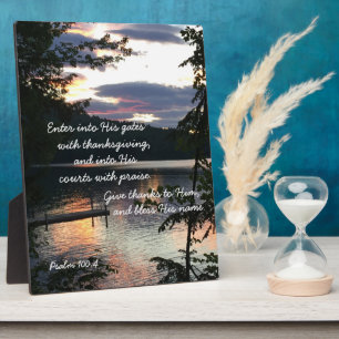 Plaque Photo Thanksgiving Sunrise Psaume 100:4 Photo Squam Lake