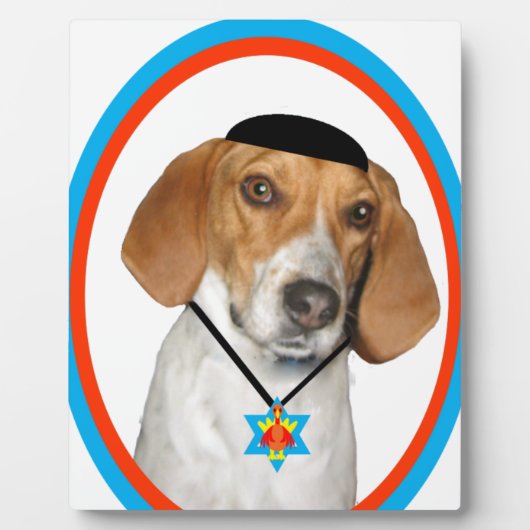 Plaque Photo Thanksgivukkah Funny Hound Dog avec Yamaka (Devant)