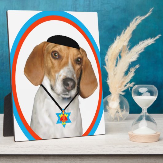 Plaque Photo Thanksgivukkah Funny Hound Dog avec Yamaka (Côté)