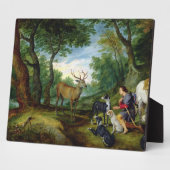 Plaque Photo The Vision of St. Hubert, c.1620 (huile sur pannea (Côté)