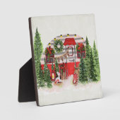 Plaque Photo Thème extérieur du camping de Noël Trailer (Recto)