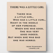 Plaque Photo THERE WAS A LITTLE GIRL poem (Devant)