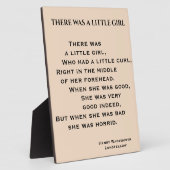 Plaque Photo THERE WAS A LITTLE GIRL poem (Côté)
