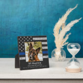 Plaque Photo Thin Blue Line - Photo de chien de police EOW - Of (Insitu)