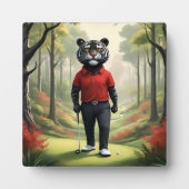 Plaque Photo Tiger Jouant Au Golf Dans Les Bois, (Devant)