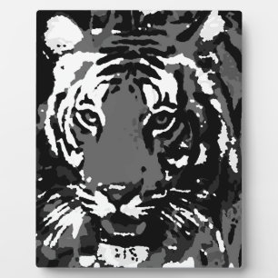 Plaque Photo Tigre noir blanc Pop Art