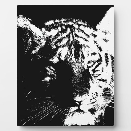 Plaque Photo Tigre noir et blanc Pop Art (Devant)
