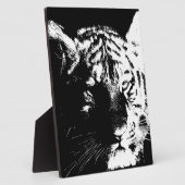 Plaque Photo Tigre noir et blanc Pop Art (Côté)