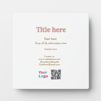 Plaque Photo titre scanner QR contact logo ici lieu date entrep