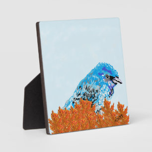 Plaque Photo Toile avec chevalet : Oiseau Bleu Du Bonheur