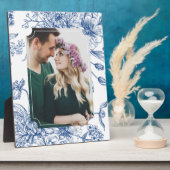 Plaque Photo Toile Bleue Fleurs Photo Cadre (Côté)