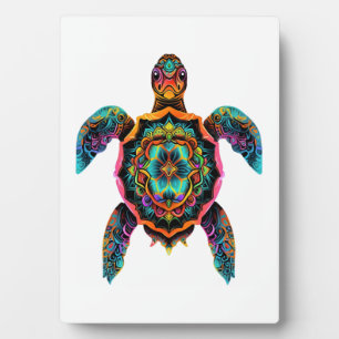 Plaque Photo Tortue de mer Mandala Mer Océan Animal Œuvre d'art